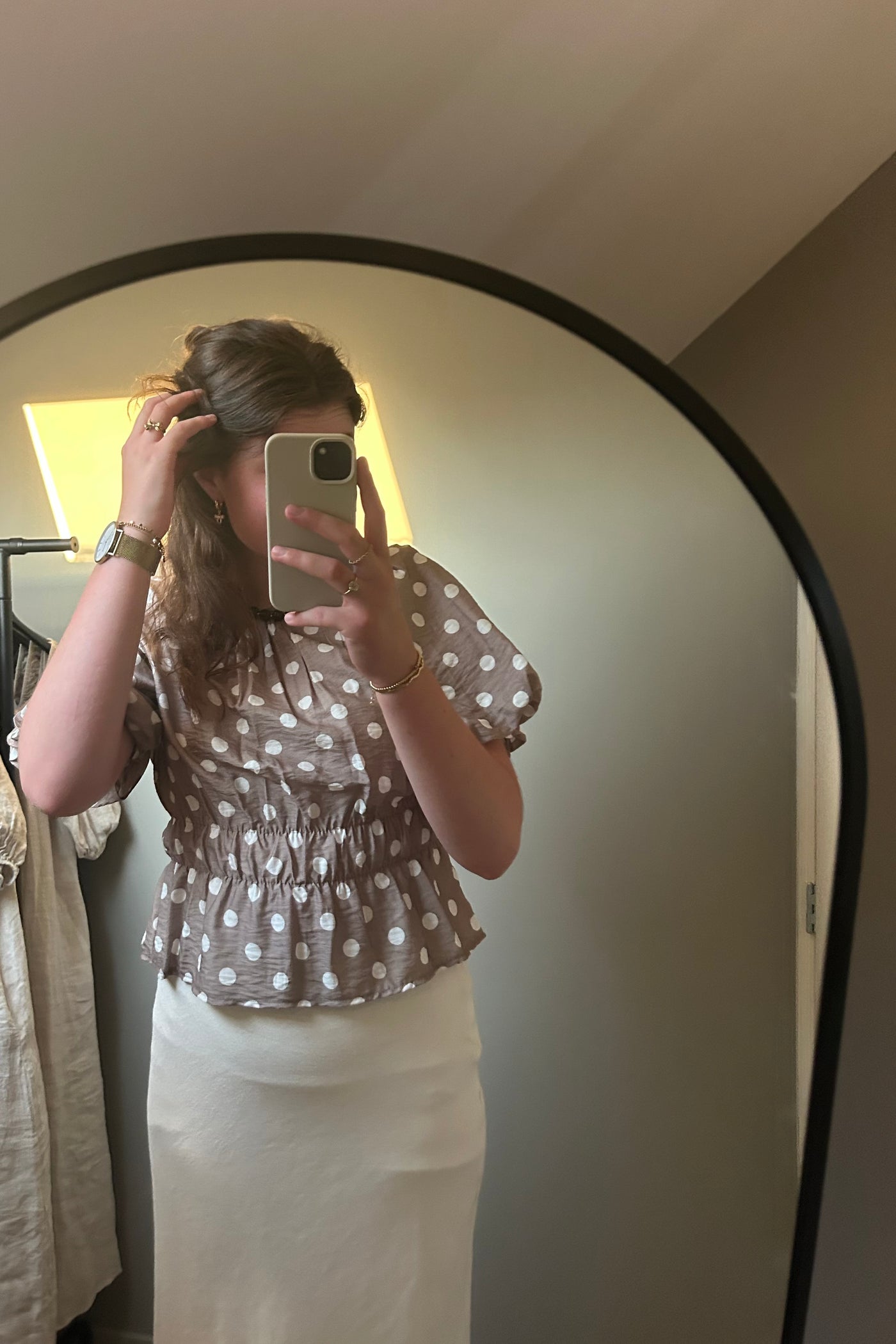 By Sanique | Polkadot top beige/white